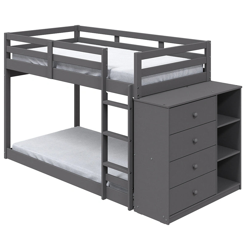 Bunk Bed (T/T) w/4 Drawers & 3 Compartments