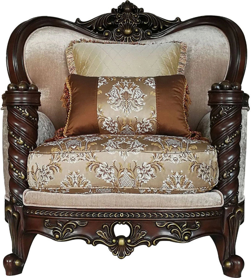 Acme Furniture Devayne Chair with 2 Pillows in Dark Walnut 50687
