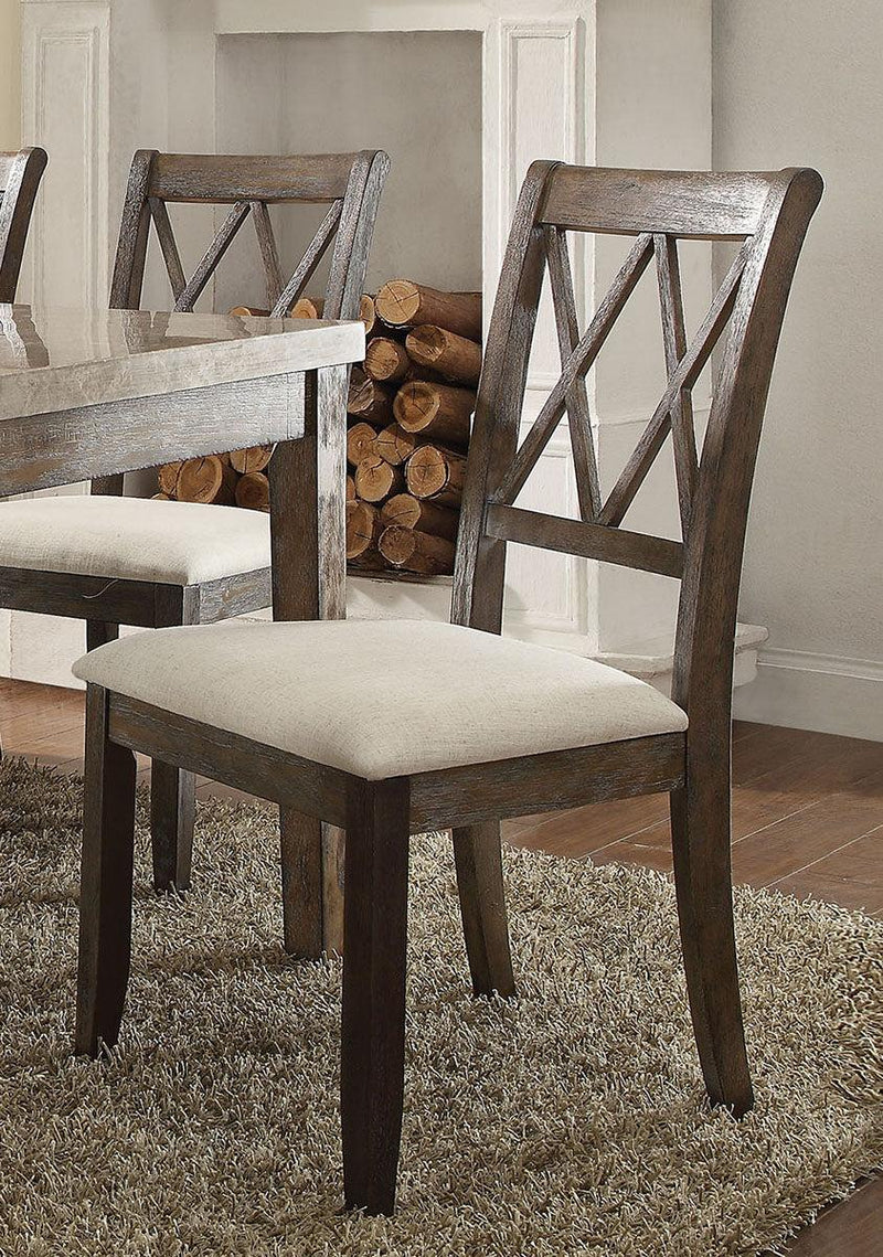 Acme Furniture Claudia Side Chair in Beige and Brown (Set of 2) 71717