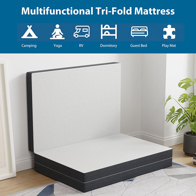 Hollyhock 3" Twin XL Tri-Fold Memory Foam Topper