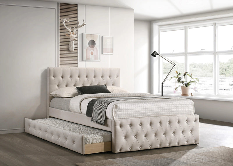 Liihcc Full Bed W/Trundle-Light Brown Burlap in Light Brown / Na